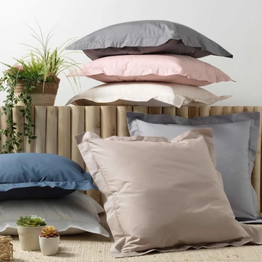 maxibazar Taie D Oreiller Vp 63 X 63 Cm Percale Uni 78 Fils Bleu- Taies D'Oreillers Et De Traversins