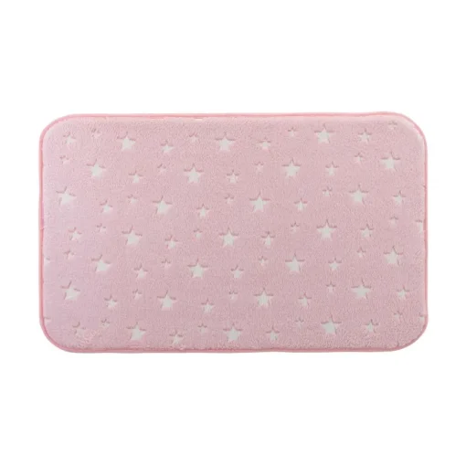 maxibazar Tapis 50 X 80 Cm Flanel Uni Phosphorescent Fluo Night Rose- Tapis Enfant