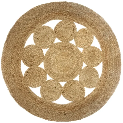 Atmosphera Tapis Ajoure En Jute D.80Cm- Tapis Deco