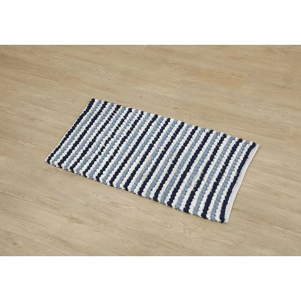 Tapis De Salle De Bain Et Wc|* Tapis Boules Tricolore 50X90Cm Blanc Bleu