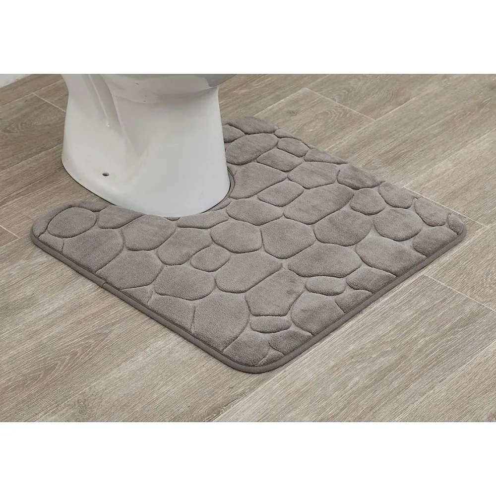 Tapis De Salle De Bain Et Wc|* Tapis Contour Wc Memoire De Forme Galet 45X50Cm Taupe