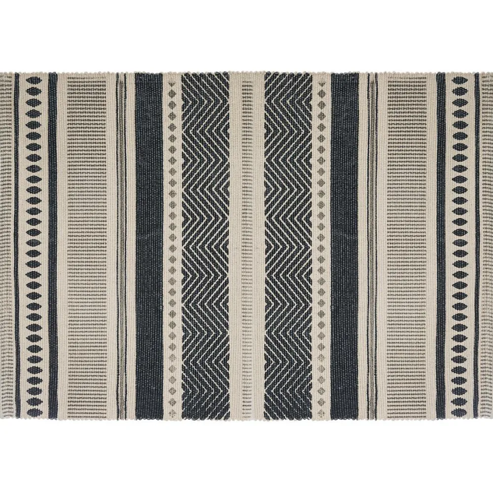 Atmosphera Tapis Coton Imprime Gris Fonce 60X90Cm- Tapis Deco