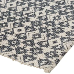 Atmosphera Tapis Coton Imprime Gris Fonce 60X90Cm- Tapis Deco