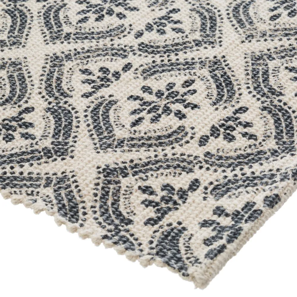 Atmosphera Tapis Coton Imprime Gris Fonce 60X90Cm- Tapis Deco