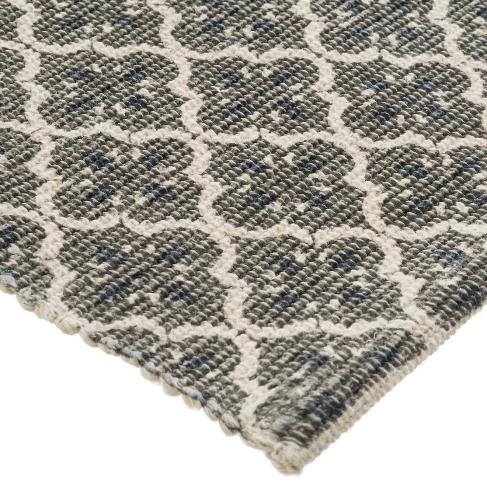 Atmosphera Tapis Coton Imprime Gris Fonce 60X90Cm- Tapis Deco
