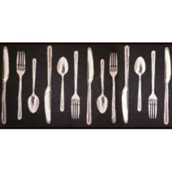 maxibazar Tapis Deco Rectangle 57X115 Cm Imprime Lunch- Tapis De Cuisine