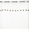 Atmosphera Voilage Pompons Bleu Ocre- Voilage Et Rideau Enfant