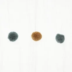 Atmosphera Voilage Pompons Bleu Ocre- Voilage Et Rideau Enfant