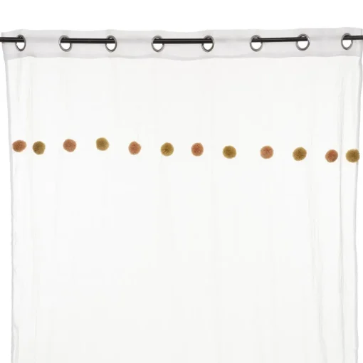 Atmosphera Voilage Pompons Rose Ocre- Voilage Et Rideau Enfant